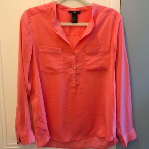 H&M coral button-up shirt